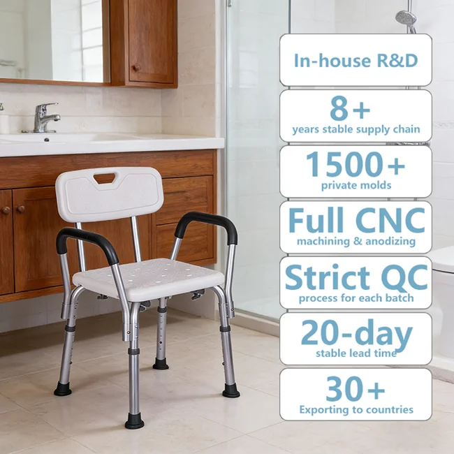 Simplywalk Aluminum Alloy 200KG Bath Shower Chair Non-skid Feet Toilet Paraplegic MDR CE Certification Long-term Partner
Simplywalk Aluminum Alloy 200KG Bath Shower Chair Non-skid Feet Toilet Paraplegic MDR CE Certification Long-term Partner