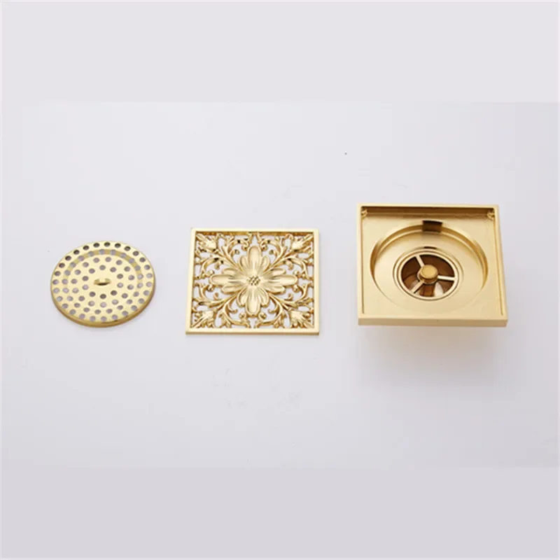 Anaglyph Floor Drains Gold Brass 10x10 cm Square Bathroom Shower Drain Strainer Floor Cover Balcony Deodorant Grate Waste Drains
Anaglyph Floor Drains Gold Brass 10x10 cm Square Bathroom Shower Drain Strainer Floor Cover Balcony Deodorant Grate Waste Drains