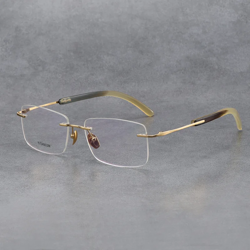 Luxury Buffalo Horn Eyeglasses Frame Men Square Rimless Optical Titanium Eyewear Prescription Myopia Reading Eyeglass for Women
Luxury Buffalo Horn Eyeglasses Frame Men Square Rimless Optical Titanium Eyewear Prescription Myopia Reading Eyeglass for Women