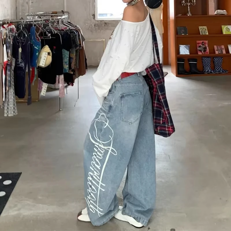 Women Blue Y2k Baggy Boyfriend Jeans Harajuku Vintage Wide Leg Denim Trousers Japanese 2000s Style Jeans Pants Oversize Clothes
Women Blue Y2k Baggy Boyfriend Jeans Harajuku Vintage Wide Leg Denim Trousers Japanese 2000s Style Jeans Pants Oversize Clothes