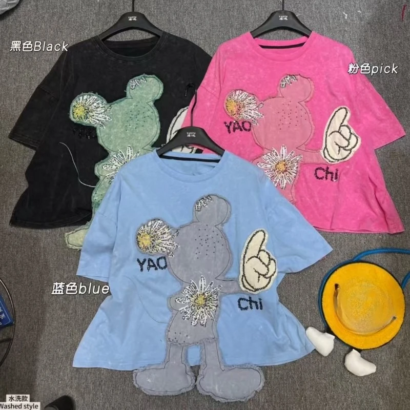 Fashion 2025 New Summer Women T-shirt Patch Cartoon Embroidery Crew Neck Pullover Top Casual Students Short Sleeve Cotton Tees
Fashion 2025 New Summer Women T-shirt Patch Cartoon Embroidery Crew Neck Pullover Top Casual Students Short Sleeve Cotton Tees