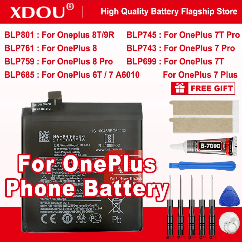 New BLP801 BLP761 BLP759 BLP745 BLP743 BLP699 BLP685 Battery For OnePlus 8T/9R/ 8 /Pro/8/7T Pro/7T/ 7 Pro/6T / 7 A6010
New BLP801 BLP761 BLP759 BLP745 BLP743 BLP699 BLP685 Battery For OnePlus 8T/9R/ 8 /Pro/8/7T Pro/7T/ 7 Pro/6T / 7 A6010