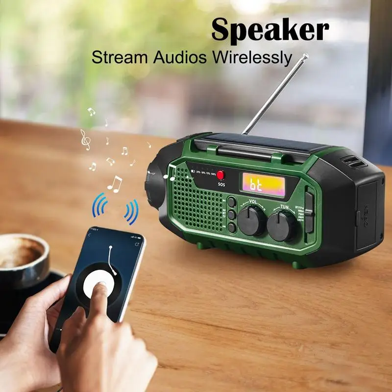 Radio Solar Charging Survival Solar Hand Crank Weather Radio Wireless Speaker Entertainment Equipment With Flashlight For Family
Radio Solar Charging Survival Solar Hand Crank Weather Radio Wireless Speaker Entertainment Equipment With Flashlight For Family