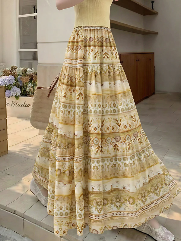 New Summer Bohemian Floral Print High Waist Slimming Vintage Long Skirt Women's Cotton Silk Half Body Skirt Loose Fit A-Line
New Summer Bohemian Floral Print High Waist Slimming Vintage Long Skirt Women's Cotton Silk Half Body Skirt Loose Fit A-Line