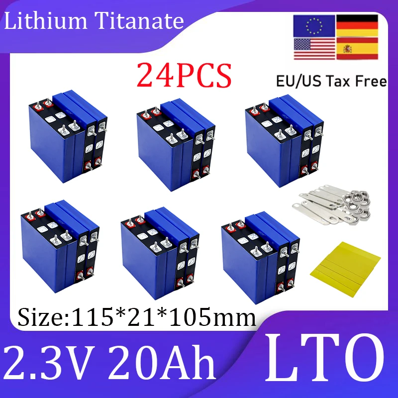 24PCS New 2.3V 20Ah Lithium Titanate Battery 10C 200A Discharge DIY 12V 24V Low Temperature Resistant LTO Energy Storage Battery
24PCS New 2.3V 20Ah Lithium Titanate Battery 10C 200A Discharge DIY 12V 24V Low Temperature Resistant LTO Energy Storage Battery