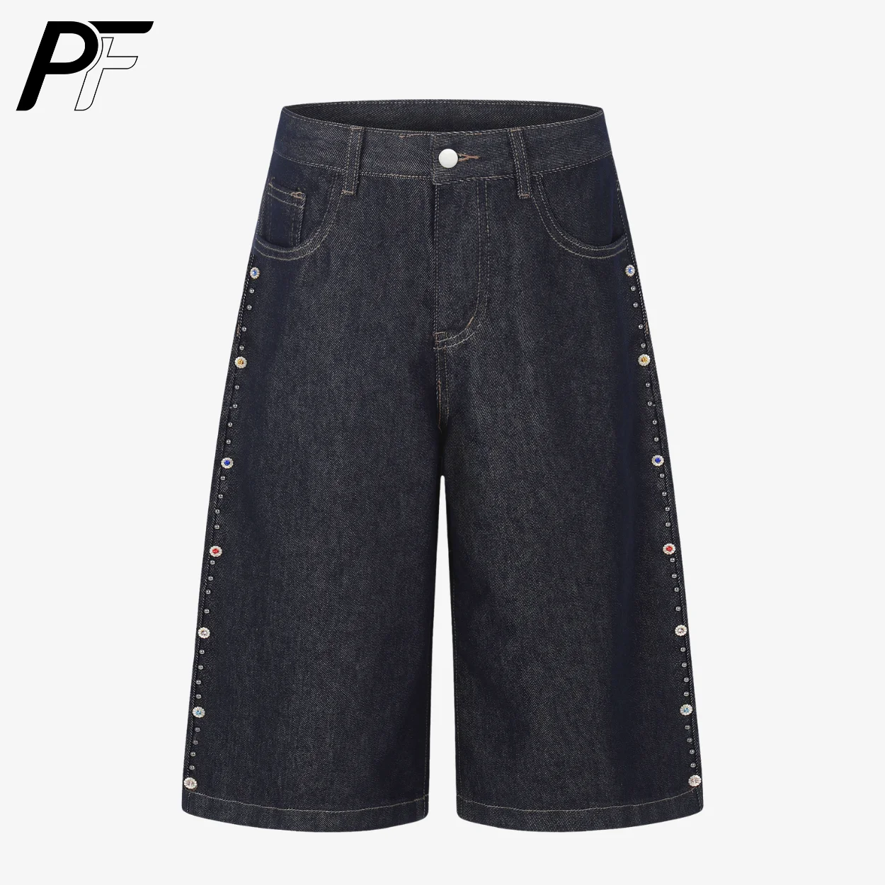 Y2K Baggy Denim Cropped Pants Vintage Dark Wash Wide Leg Jorts with Colorful Rivet Details Streetwear Mid-Length Jeans Shorts
Y2K Baggy Denim Cropped Pants Vintage Dark Wash Wide Leg Jorts with Colorful Rivet Details Streetwear Mid-Length Jeans Shorts