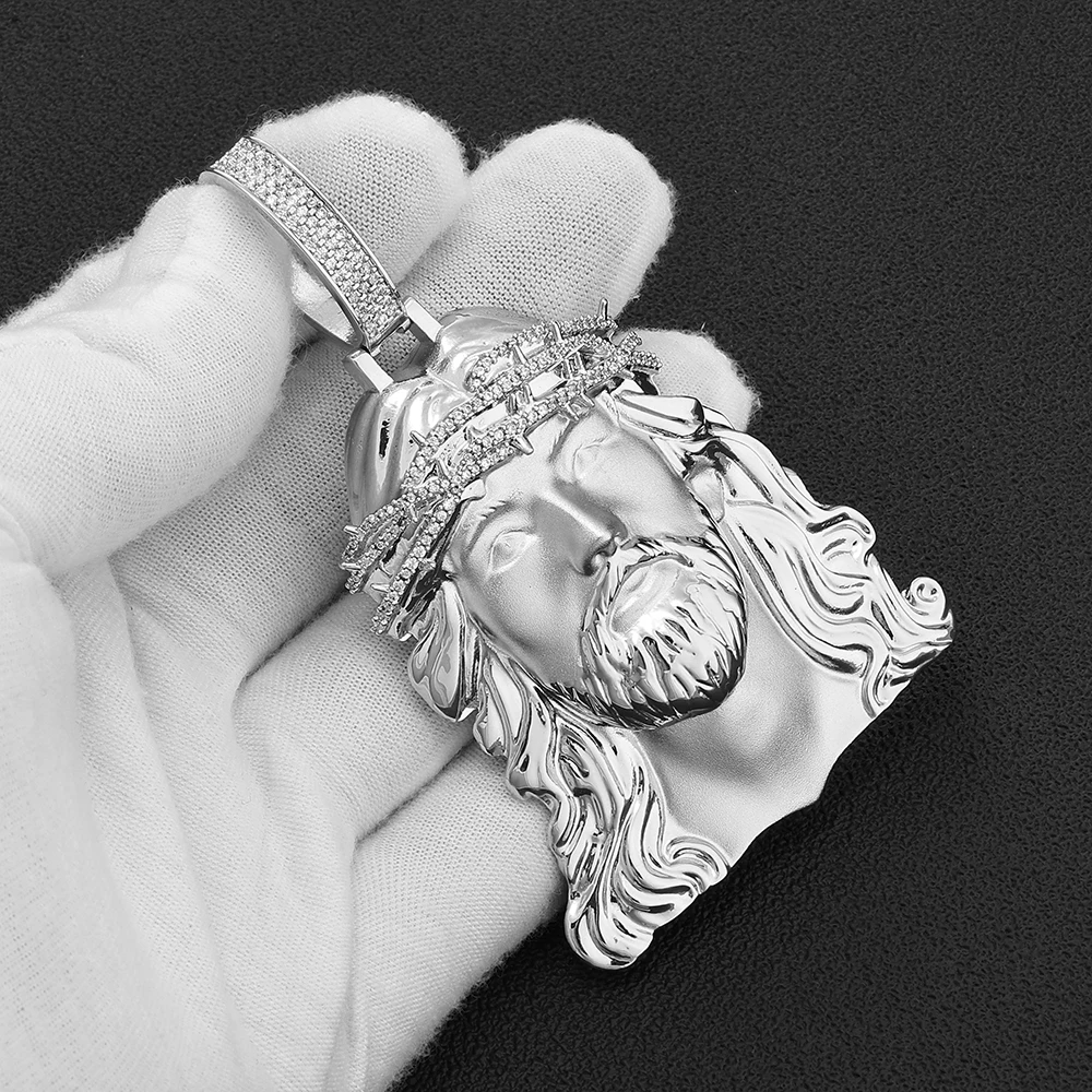 NY Fine Iced Out Jesus Head Pendant Necklace Brass Inlaid With CZ Crown Of Thorns Charm Men Hip Hop Religious Christian Jewelry
NY Fine Iced Out Jesus Head Pendant Necklace Brass Inlaid With CZ Crown Of Thorns Charm Men Hip Hop Religious Christian Jewelry