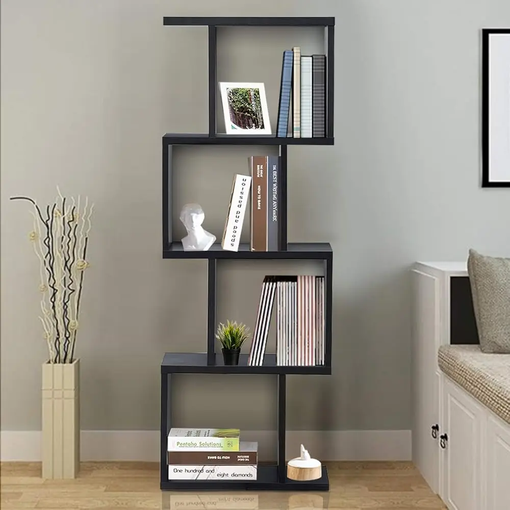 4 Tier Bookshelf S Shaped Bookcase, Multifunctional Wooden Display Decor Furniture, Free Standing Industrial Storage Ra For
4 Tier Bookshelf S Shaped Bookcase, Multifunctional Wooden Display Decor Furniture, Free Standing Industrial Storage Ra For