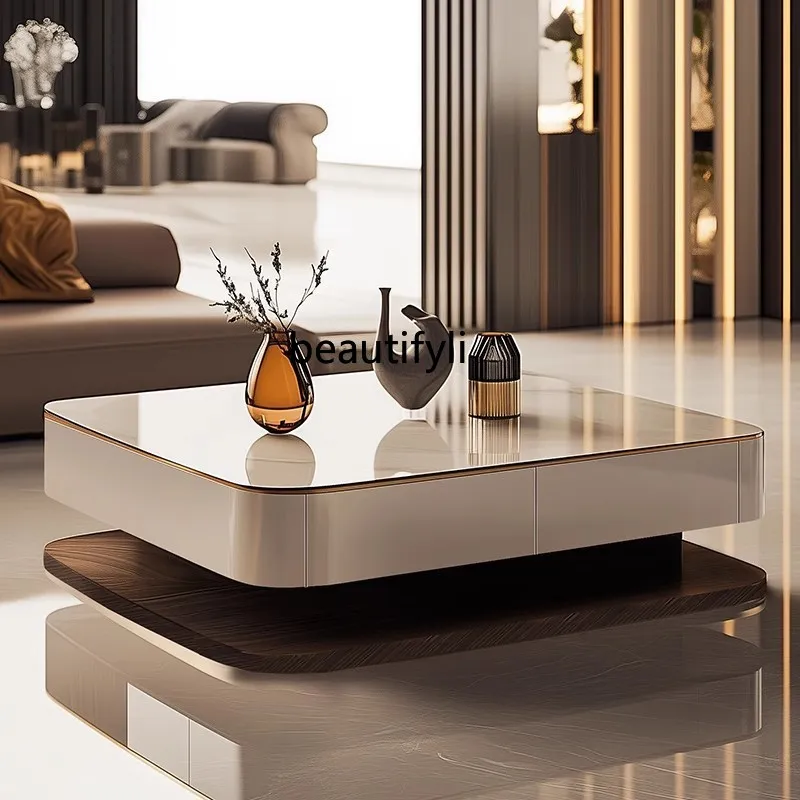 Light luxury high-end sense simple double-layer tea table high-end villa rock slab coffee table household
Light luxury high-end sense simple double-layer tea table high-end villa rock slab coffee table household