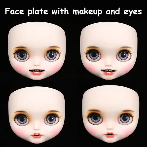 ICY DBS Blyth Doll Face Plate With Back Head Canines Bunny Teeth Fair Skin Glossy Face Matte Face DIY Makeup Newbie Practice