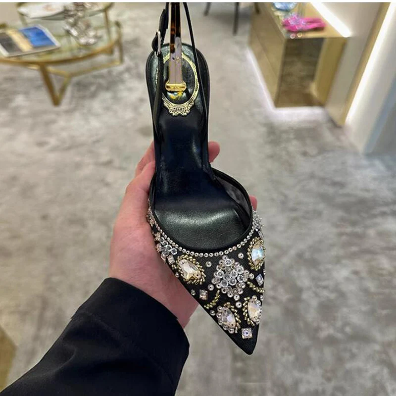 Sexy Beadings Rhinestone Flower Mesh Sandals Summer Back Strap 6 /8 /10 Cm High Heel Pointed Toe Women Pumps
Sexy Beadings Rhinestone Flower Mesh Sandals Summer Back Strap 6 /8 /10 Cm High Heel Pointed Toe Women Pumps