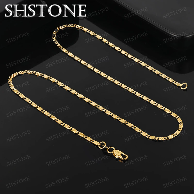 SHSTONE 18K Gold Flat Figaro Chain Necklaces For Woman Classic Party Engagement Wedding Fashion Jewelry Lovers Birthday Gift
SHSTONE 18K Gold Flat Figaro Chain Necklaces For Woman Classic Party Engagement Wedding Fashion Jewelry Lovers Birthday Gift