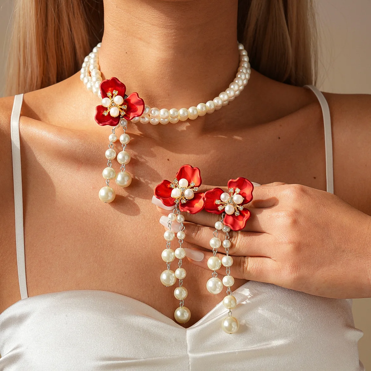 Multilayer Vintage Red Imitation Pearl Flower Tassel Pendant Necklace for Women Goth Bead Enamel Flower Jewelry Set Gifts
Multilayer Vintage Red Imitation Pearl Flower Tassel Pendant Necklace for Women Goth Bead Enamel Flower Jewelry Set Gifts