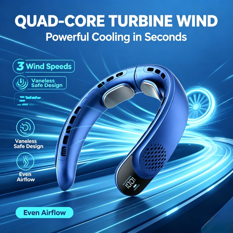 Upgraded Quad-Core Turbine Neck Fan, Vaneless Wearable USB Rechargeable Fan, One-Touch Simple Control Lightweight Portable Cooli
Upgraded Quad-Core Turbine Neck Fan, Vaneless Wearable USB Rechargeable Fan, One-Touch Simple Control Lightweight Portable Cooli