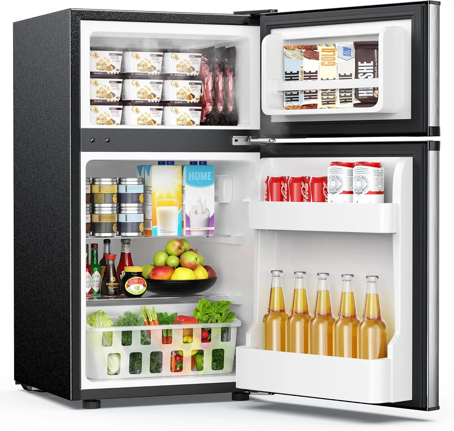 Mini Fridge with Freezer, 3.2 Cu.Ft Mini Refrigerator fridge, 2 door For Bedroom/Dorm/Office/Apartment - Food Storage
Mini Fridge with Freezer, 3.2 Cu.Ft Mini Refrigerator fridge, 2 door For Bedroom/Dorm/Office/Apartment - Food Storage