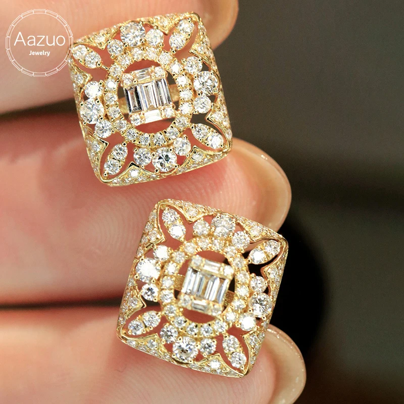 Aazuo Vintage Jewelry Real 18K Yellow Gold Real Diamonds 0.96ct Square Stud Earrings For Women's Engagement Party Jewelry Gift
Aazuo Vintage Jewelry Real 18K Yellow Gold Real Diamonds 0.96ct Square Stud Earrings For Women's Engagement Party Jewelry Gift