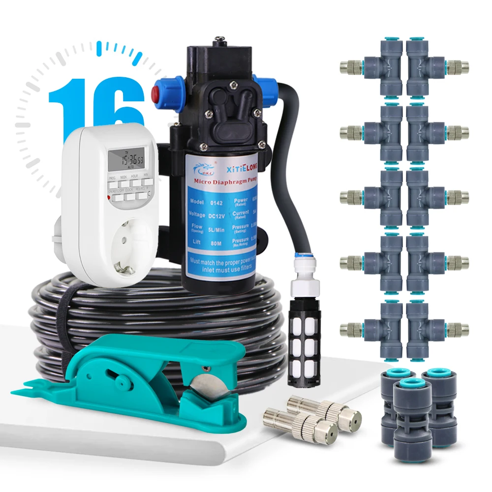 60W Pump 1/4" Hose Garden Automatic Irrigation Watering Cooling System Spray Kit 360° Rotating Adjustable Atomizing Spray Head
60W Pump 1/4" Hose Garden Automatic Irrigation Watering Cooling System Spray Kit 360° Rotating Adjustable Atomizing Spray Head