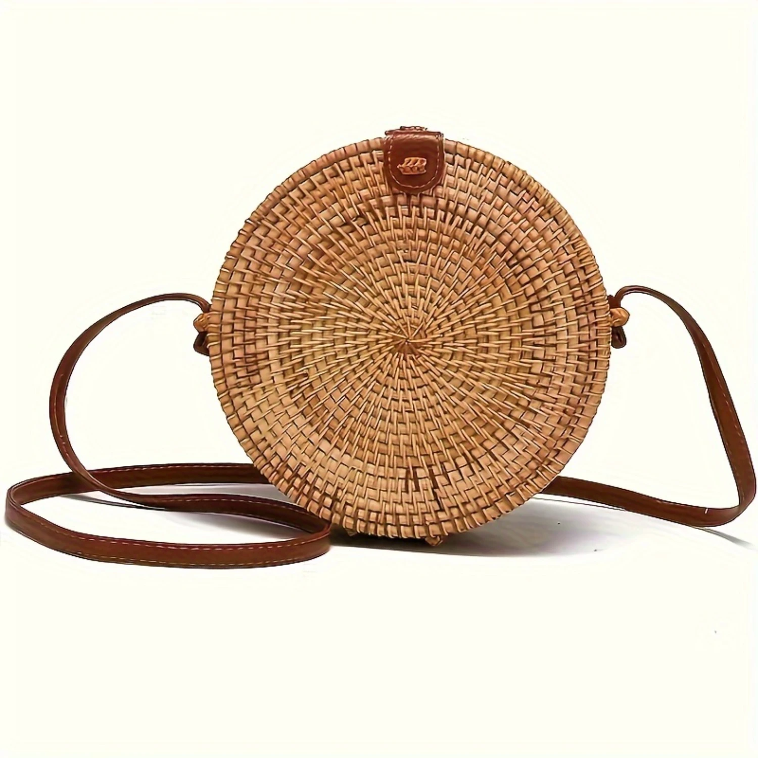 Rattan Woven Bag, Handmade Brown Circular Wicker Bag, Retro Style Crossbody Bag, Summer Beach Bag For Women
Rattan Woven Bag, Handmade Brown Circular Wicker Bag, Retro Style Crossbody Bag, Summer Beach Bag For Women