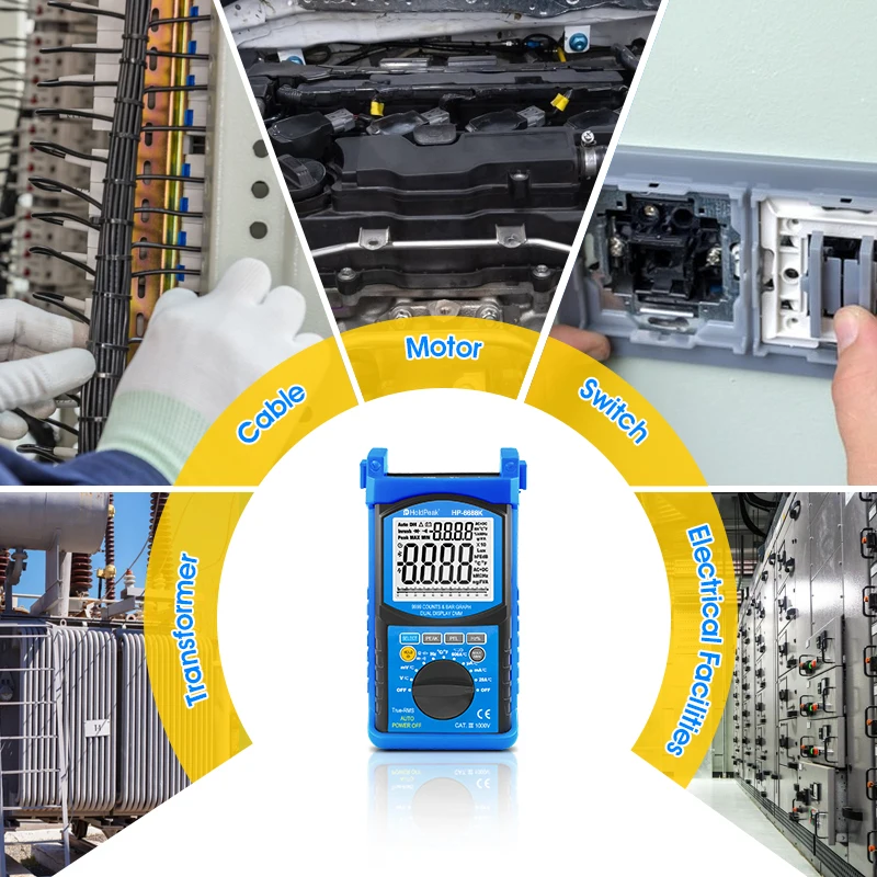 Digital Insulation Tester 600A ACDC Voltage Current Resistance True RMS for ElectricMotor TransformerCable Maintenance HP-6688K
Digital Insulation Tester 600A ACDC Voltage Current Resistance True RMS for ElectricMotor TransformerCable Maintenance HP-6688K