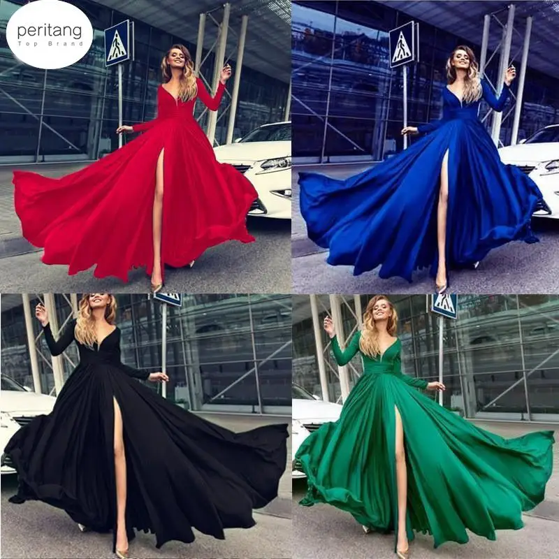 Women Sexy V Neck Long Sleeve Formal Maxi Dress V Neck Solid color Bandage Office Ladies Evening Party Prom Gown Dresses Female
Women Sexy V Neck Long Sleeve Formal Maxi Dress V Neck Solid color Bandage Office Ladies Evening Party Prom Gown Dresses Female