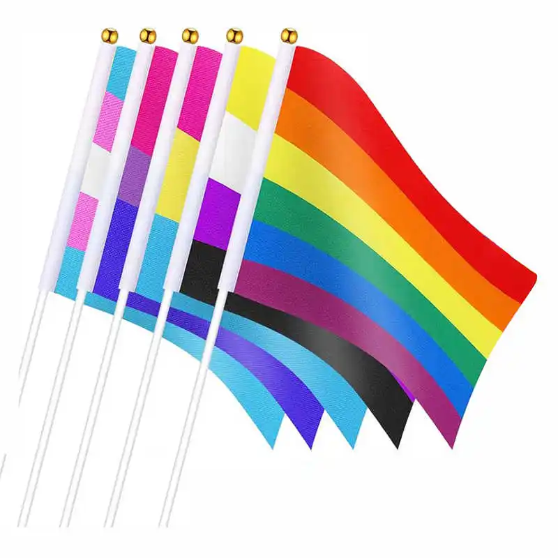 Hand Held 14x21cm Rainbow Flag with Mini Stick Plastic Flagpole LGBT Pride Lesbian Gay Bisexual Transgender Pansexual Banner
Hand Held 14x21cm Rainbow Flag with Mini Stick Plastic Flagpole LGBT Pride Lesbian Gay Bisexual Transgender Pansexual Banner