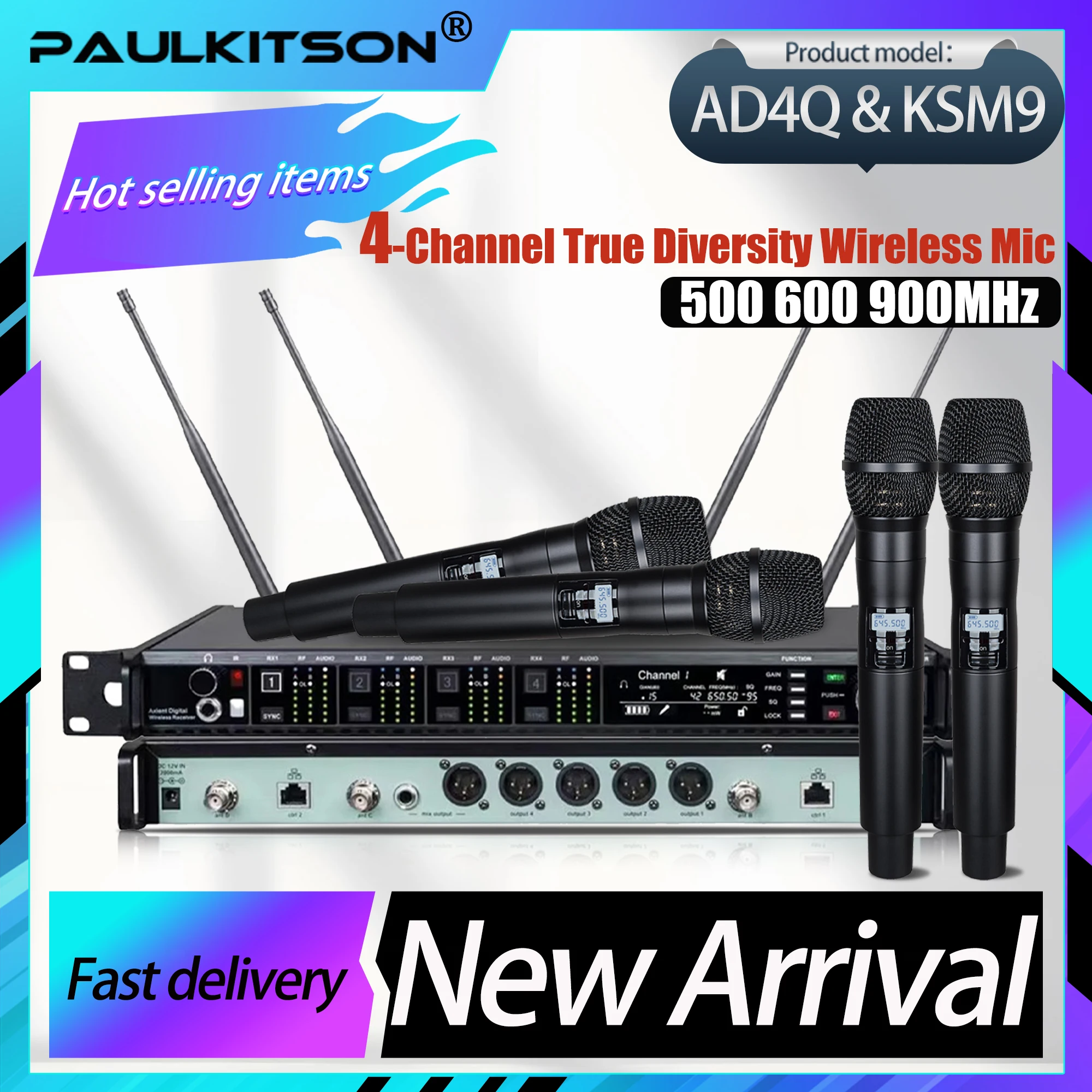 Paulkitson AD4Q KSM9 Professional Wireless Microphone System 4-Channel 500/600/900MHZ Headset Mic Lavalier For Stage Outdoors
Paulkitson AD4Q KSM9 Professional Wireless Microphone System 4-Channel 500/600/900MHZ Headset Mic Lavalier For Stage Outdoors