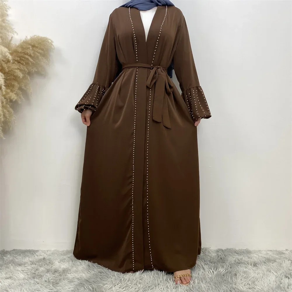 Arab Turkey Muslim Cardigan Dubai Abayas Women Long Dresses with Sashes Dresses for Women Elegant Solid Color Beading Kaftan
Arab Turkey Muslim Cardigan Dubai Abayas Women Long Dresses with Sashes Dresses for Women Elegant Solid Color Beading Kaftan