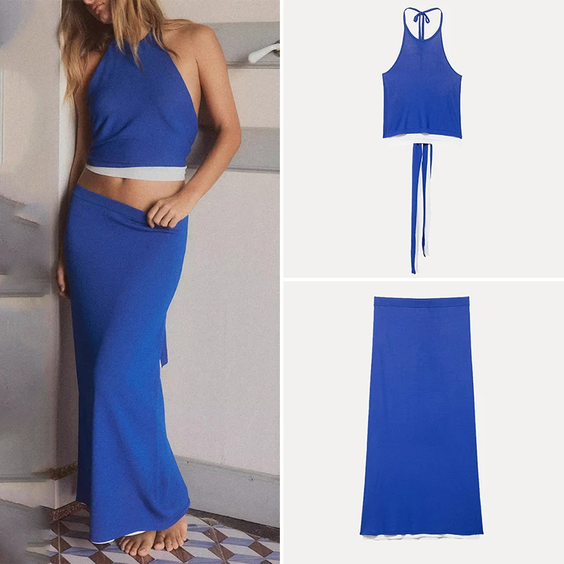 Z Women's Knitted Midi Dr And Top Set Double Layered Neline ort Sve round Ne Summer Faion Ensemble
Z Women's Knitted Midi Dr And Top Set Double Layered Neline ort Sve round Ne Summer Faion Ensemble