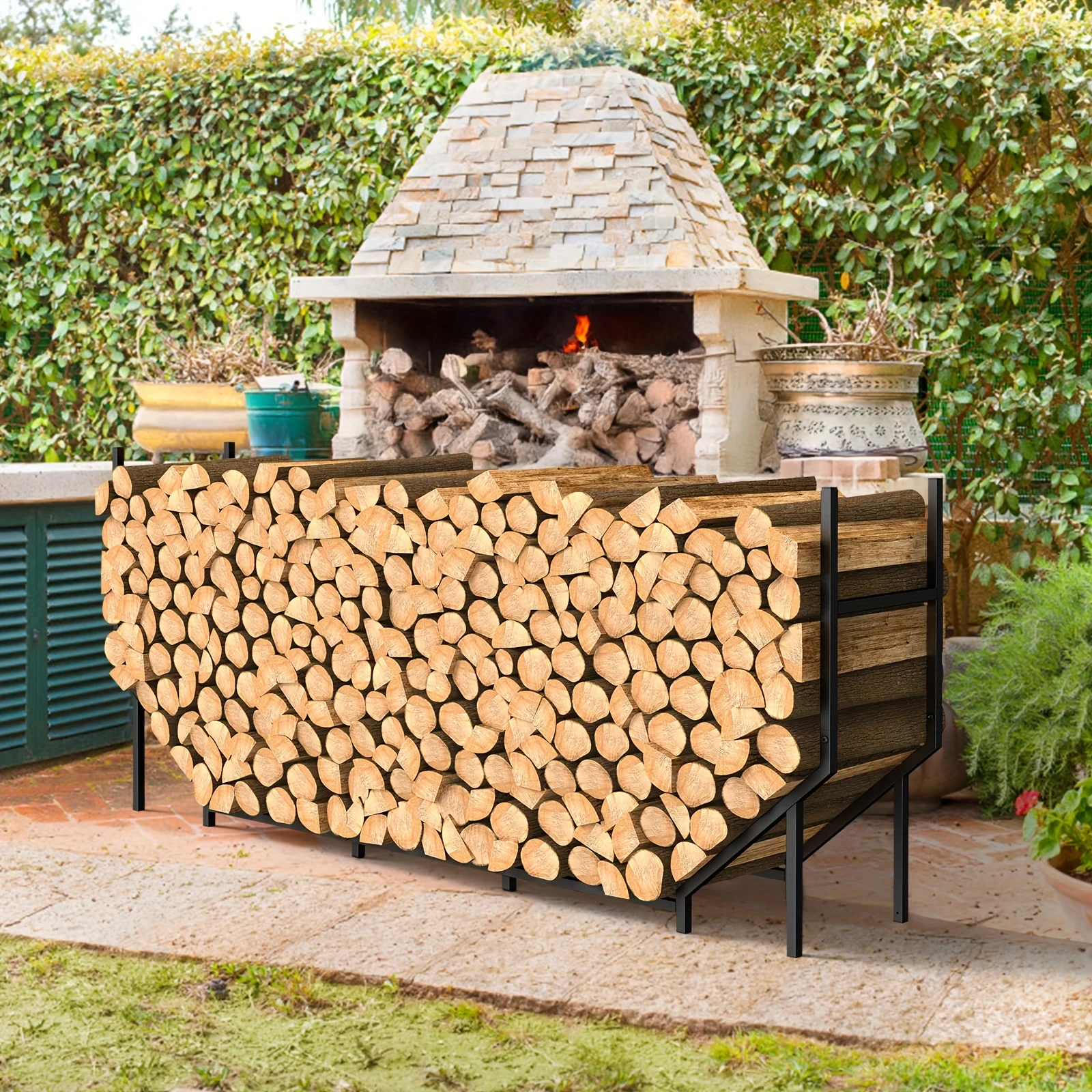 6FT Firewood Rack Holder, Adjustable Heavy Duty Fire Log Stacker Stand For Fireplace, Outdoor Indoor Metal Wood Pile Storage Organizer, Patio Logs Stand Tool
6FT Firewood Rack Holder, Adjustable Heavy Duty Fire Log Stacker Stand For Fireplace, Outdoor Indoor Metal Wood Pile Storage Organizer, Patio Logs Stand Tool