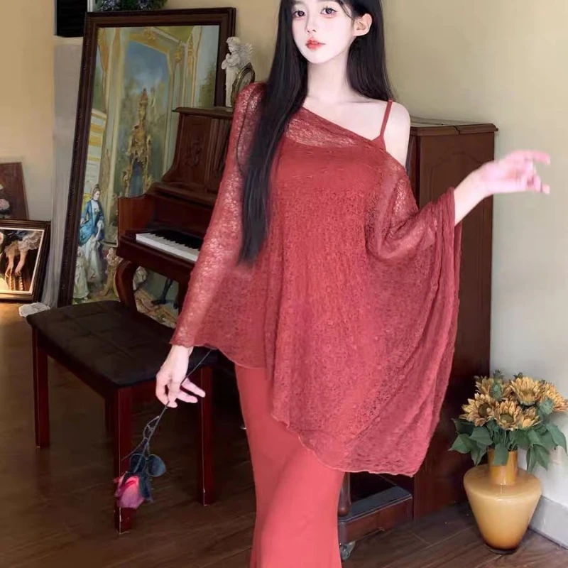 Sweet and Spicy Retro Red Suspender Dress Suit Women's Spring Design Shawl Spice Girl Slim Dress
Sweet and Spicy Retro Red Suspender Dress Suit Women's Spring Design Shawl Spice Girl Slim Dress