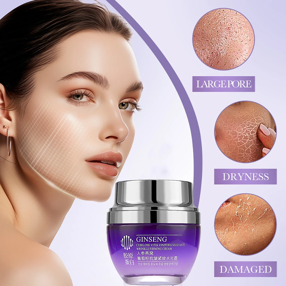 Ginseng Bird's Nest Grape Seed Anti Wrinkle Firming Water Gloss Cream Facial Moisturize Delicate Smooth Skincare Face Cream
Ginseng Bird's Nest Grape Seed Anti Wrinkle Firming Water Gloss Cream Facial Moisturize Delicate Smooth Skincare Face Cream
