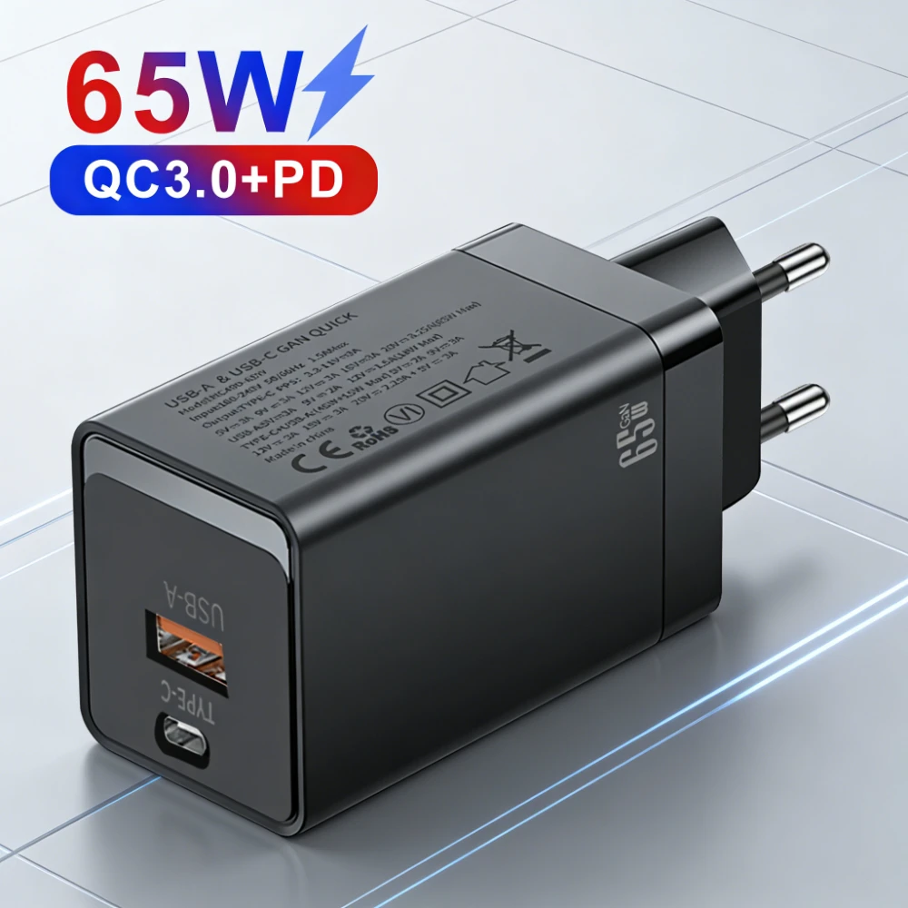 Зарядное устройство GaN 65W USB C с быстрой зарядкой 3.0, адаптер питания Type C для iPhone, Samsung, Xiaomi, Huawei, с европейской вилкой, настенное зарядное устройство
Зарядное устройство GaN 65W USB C с быстрой зарядкой 3.0, адаптер питания Type C для iPhone, Samsung, Xiaomi, Huawei, с европейской вилкой, настенное зарядное устройство