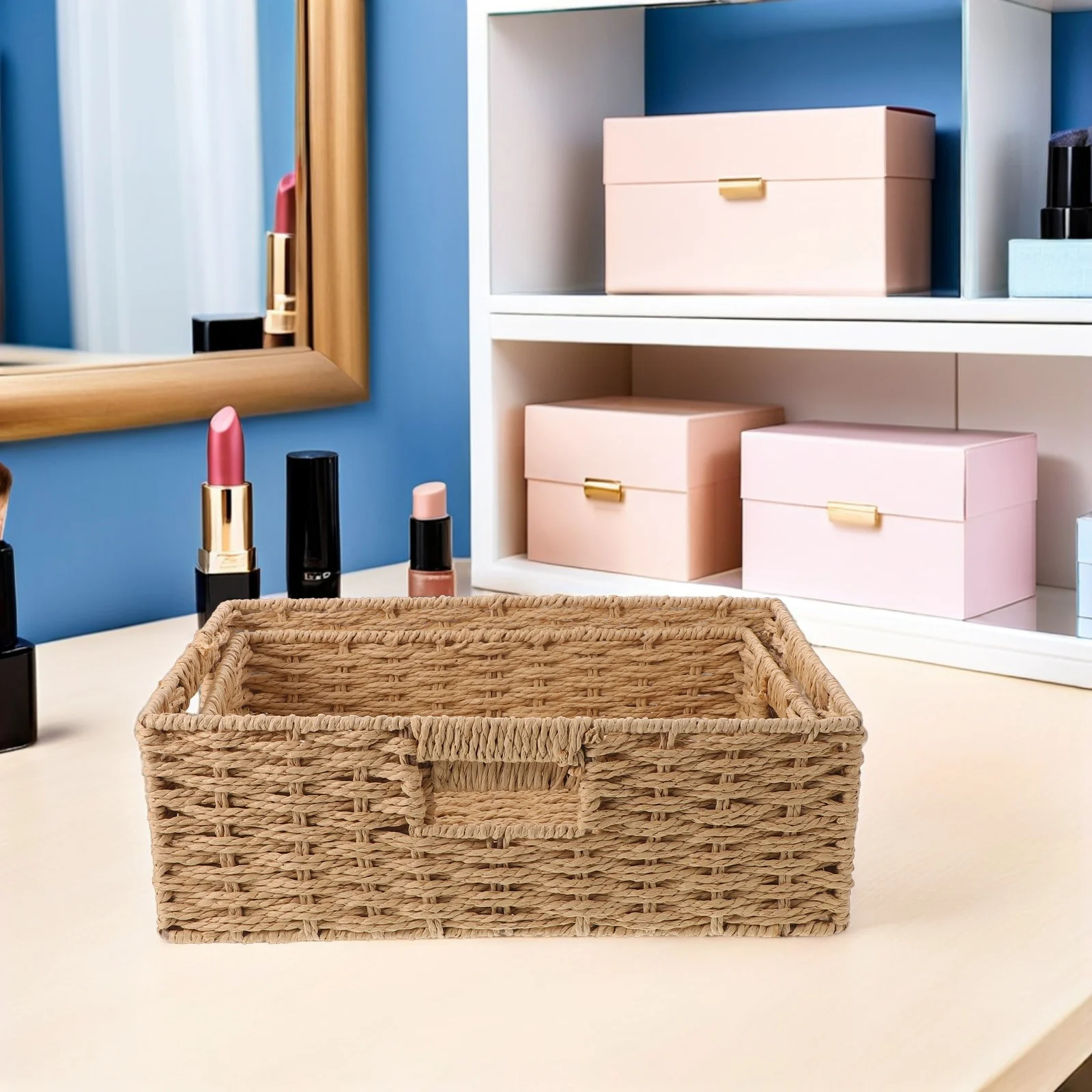 Wicker Storage Basket with Handle Natural Handwoven Organizer for Closet Pantry Kitchen Bathroom Laundry Room Decorative Utility
Wicker Storage Basket with Handle Natural Handwoven Organizer for Closet Pantry Kitchen Bathroom Laundry Room Decorative Utility