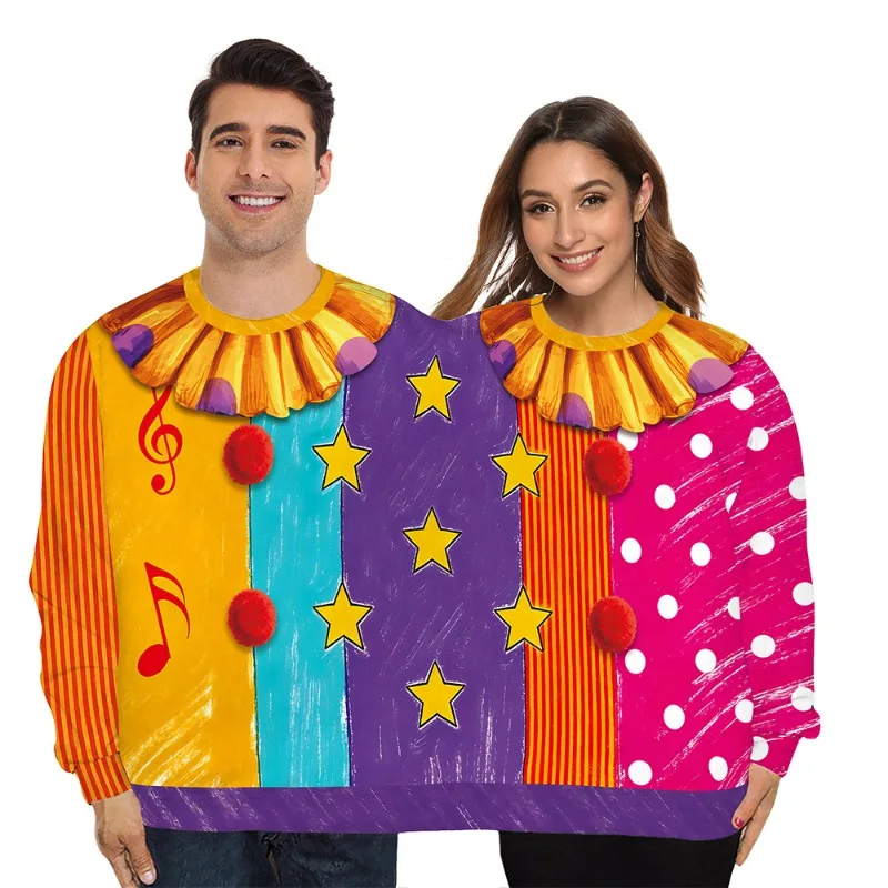 The Clown Cosplay Costume Matching two-piece Set Funny Couples Sweatshirts Stage Performance Outfits for Women Men
The Clown Cosplay Costume Matching two-piece Set Funny Couples Sweatshirts Stage Performance Outfits for Women Men