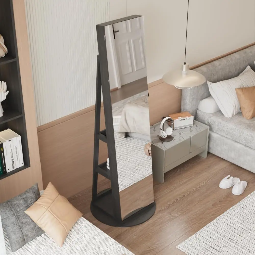360° Swivel Jewelry Cabinet with Full-Length Mirror, Rotating Lockable Armoire Organizer with Interior Lights
360° Swivel Jewelry Cabinet with Full-Length Mirror, Rotating Lockable Armoire Organizer with Interior Lights