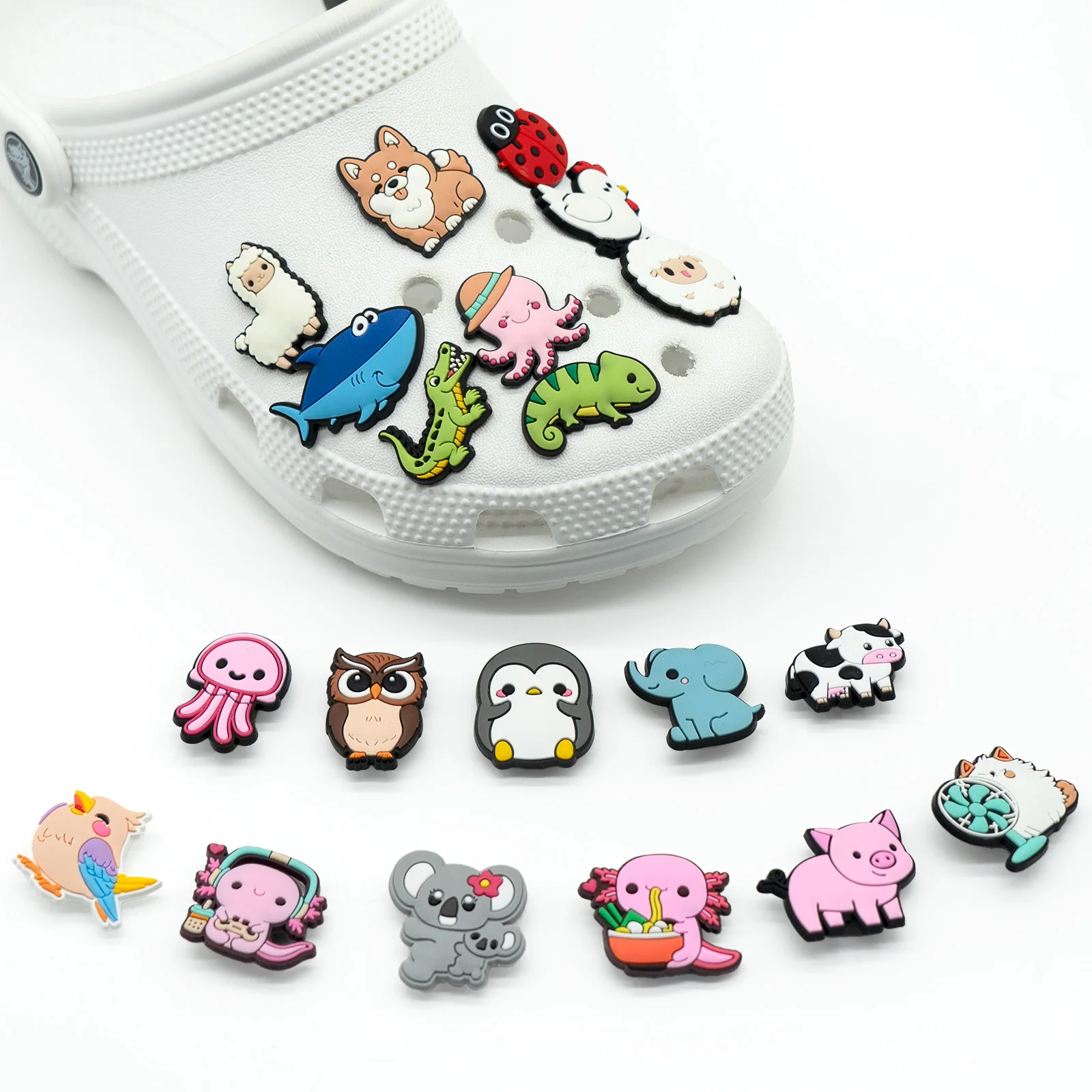30pcs Cute Animals Shoe Charms Salamanders Elephant Octopus Shoe Decorations Accessories Penguin Owl Pins for Women Men Kids
30pcs Cute Animals Shoe Charms Salamanders Elephant Octopus Shoe Decorations Accessories Penguin Owl Pins for Women Men Kids