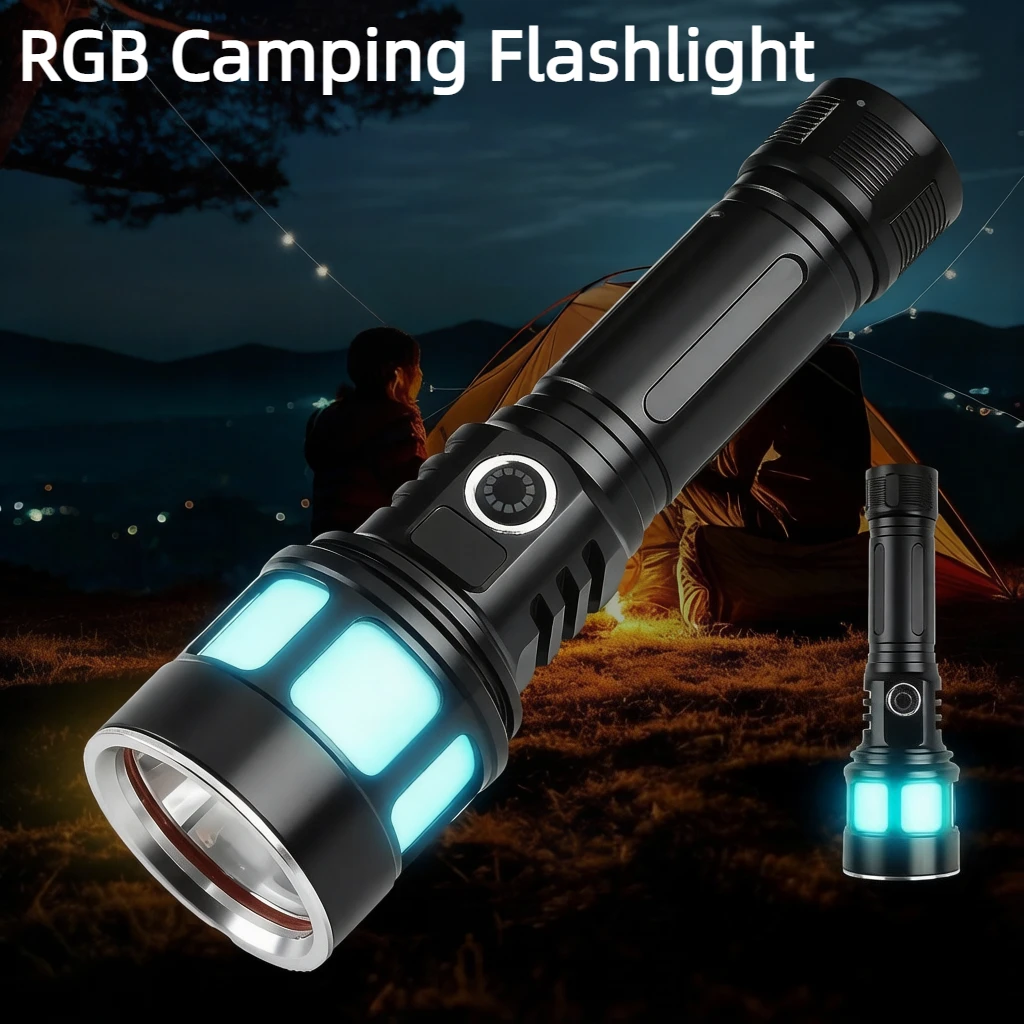 RGB Ambient Flashlight USB-C Rechargeable High-Power Torch with Battery Level Indicator Outdoor Waterproof Emergency Work Light
RGB Ambient Flashlight USB-C Rechargeable High-Power Torch with Battery Level Indicator Outdoor Waterproof Emergency Work Light