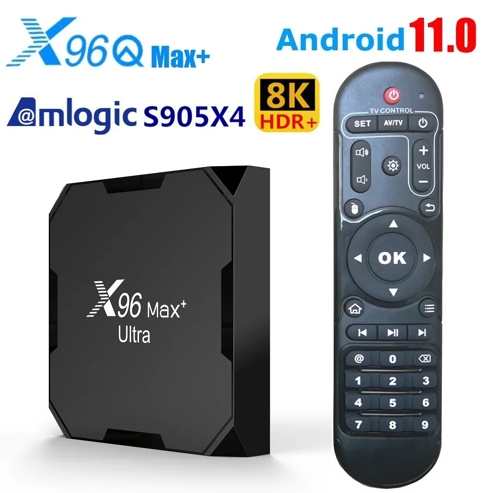 ТВ-приставка X96max Plus Ultra Smart 8K, 2,4 дюйма, двойной Wi-Fi, четырехъядерный Amlogic S905X4, Android 11,0, 4 Гб, 32 ГБ, 64 ГБ, AV, H.265, медиаплеер
ТВ-приставка X96max Plus Ultra Smart 8K, 2,4 дюйма, двойной Wi-Fi, четырехъядерный Amlogic S905X4, Android 11,0, 4 Гб, 32 ГБ, 64 ГБ, AV, H.265, медиаплеер