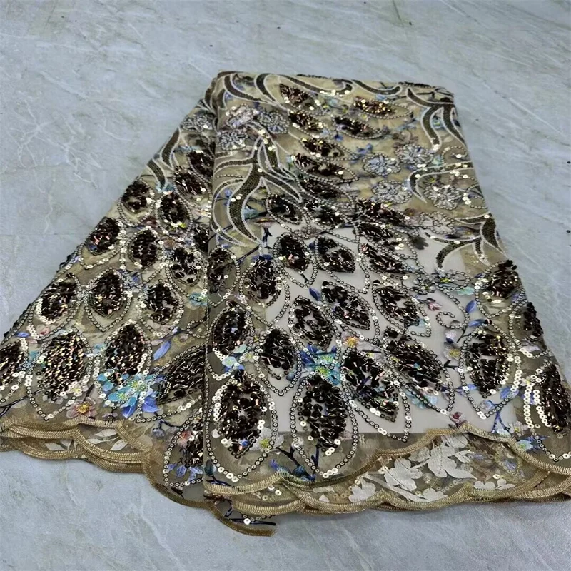 High Quality African Nigerian Lace Fabric Embroidery Tulle Gold Wedding Party Dress Guipure Sequins For Sewing Sequins 5yards
High Quality African Nigerian Lace Fabric Embroidery Tulle Gold Wedding Party Dress Guipure Sequins For Sewing Sequins 5yards
