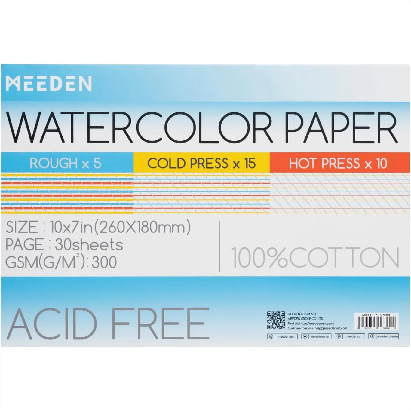 Watercolor Paper Block, 100% Cotton 30 Sheets 140lb/300gsm Acid-Free Art Paper for Watercolor, Gouache, Ink, 10x7 Inches
Watercolor Paper Block, 100% Cotton 30 Sheets 140lb/300gsm Acid-Free Art Paper for Watercolor, Gouache, Ink, 10x7 Inches