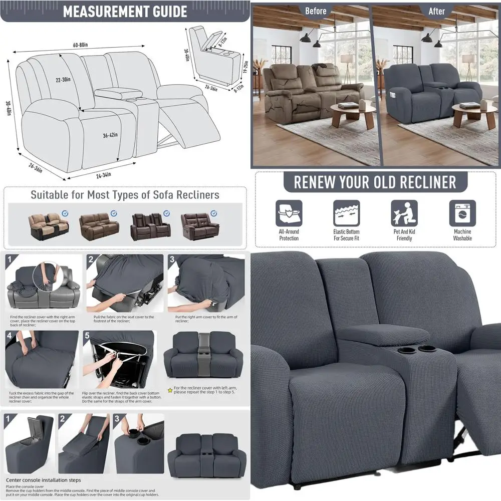 Серый жаккардовый чехол на сиденье с откидной спинкой и средней консолью, эластичный чехол для дивана для 2-местного откидного дивана, защитная мебель
Серый жаккардовый чехол на сиденье с откидной спинкой и средней консолью, эластичный чехол для дивана для 2-местного откидного дивана, защитная мебель