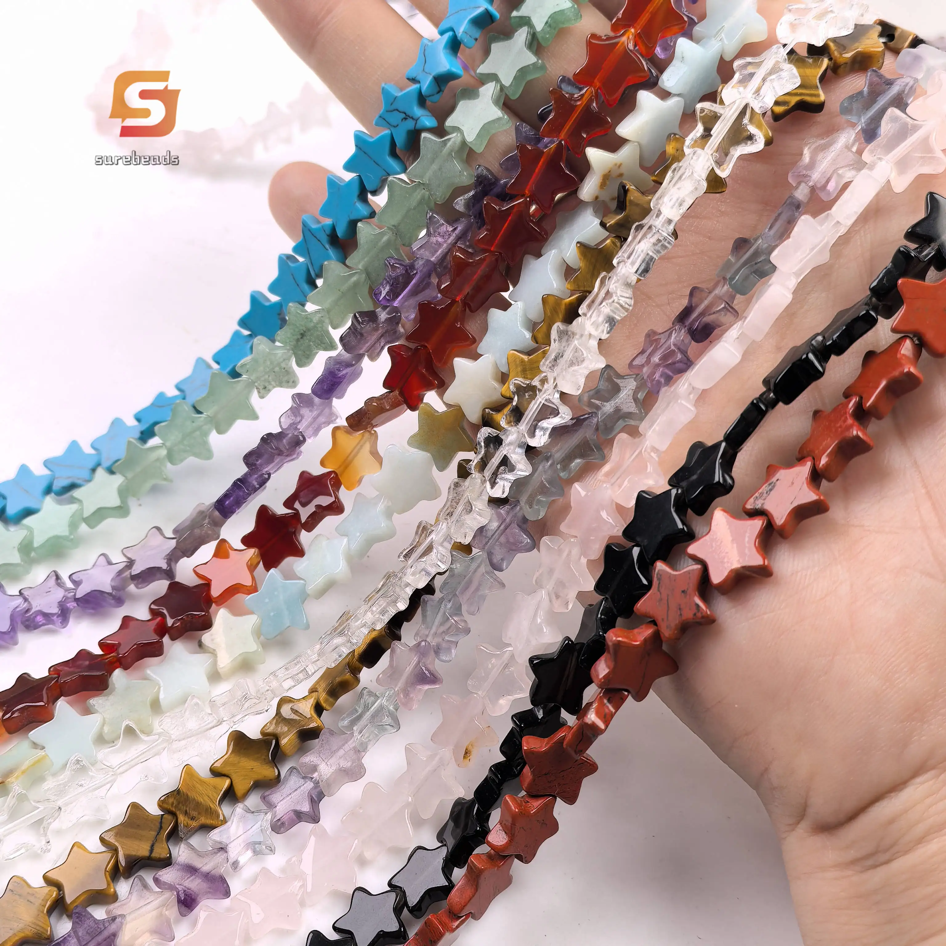 40pcs/strand Ntaural Stone Star Loose Beads,10mm Quartz Amethyst Fluorite Pentagram DIY Pendant Bracelet Necklace Jewelry Making
40pcs/strand Ntaural Stone Star Loose Beads,10mm Quartz Amethyst Fluorite Pentagram DIY Pendant Bracelet Necklace Jewelry Making