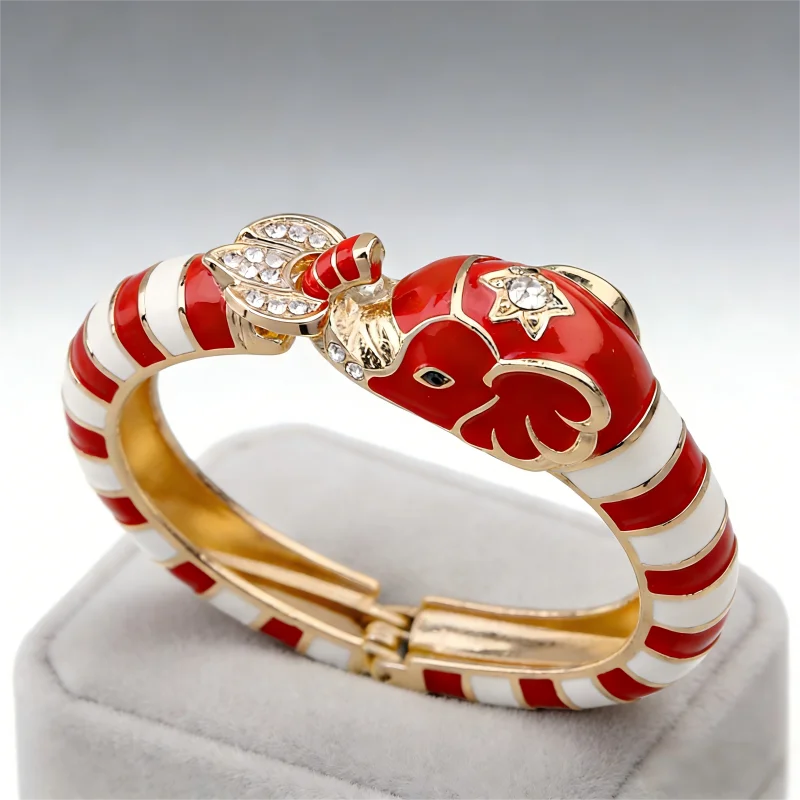 Vintage Elephant Enamel Cuff Bangle Bracelet for Women Sparkling Rhinestone Inlaid Multi Color Animal Statement Party Jewelry
Vintage Elephant Enamel Cuff Bangle Bracelet for Women Sparkling Rhinestone Inlaid Multi Color Animal Statement Party Jewelry