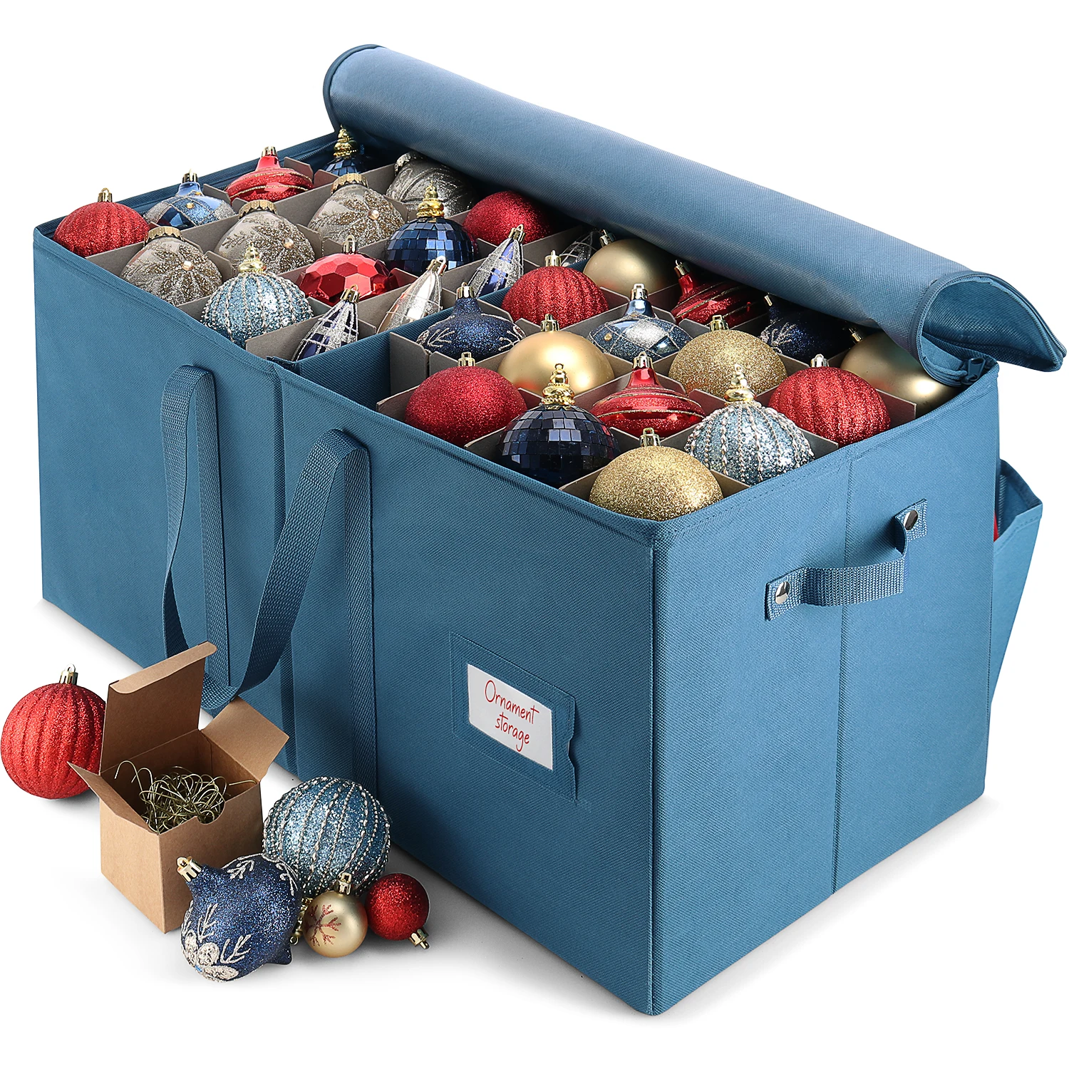 Large Christmas Ornament Storage Box With Adjustable Dividers, For 128 Holiday Ornaments or Decorations, Blue
Large Christmas Ornament Storage Box With Adjustable Dividers, For 128 Holiday Ornaments or Decorations, Blue