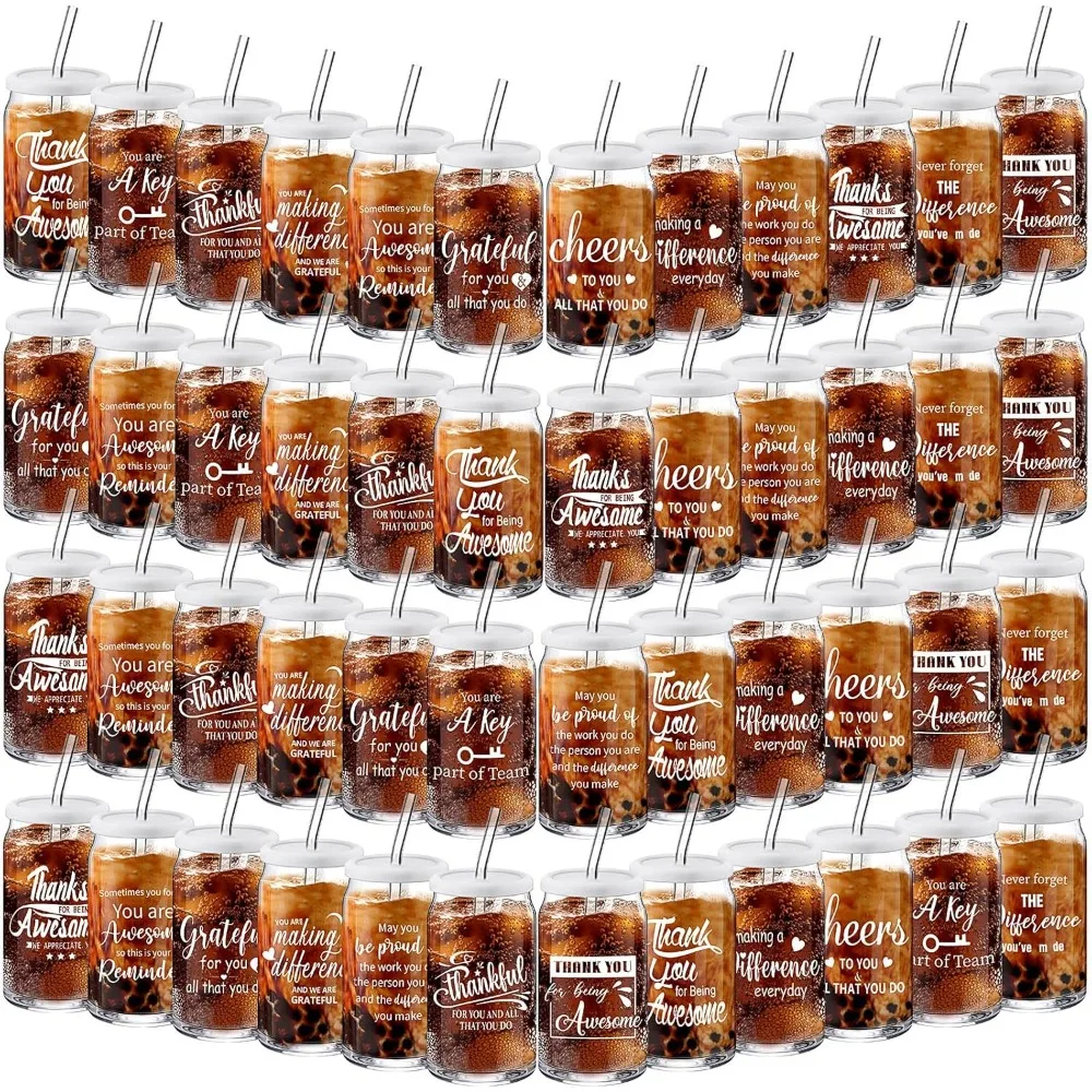 48 Pcs Appreciation Gifts Include 16 oz Glass Cups with Bamboo Lids Straws Brushes, Gift Boxes with Clear Window Ribbon(White)
48 Pcs Appreciation Gifts Include 16 oz Glass Cups with Bamboo Lids Straws Brushes, Gift Boxes with Clear Window Ribbon(White)