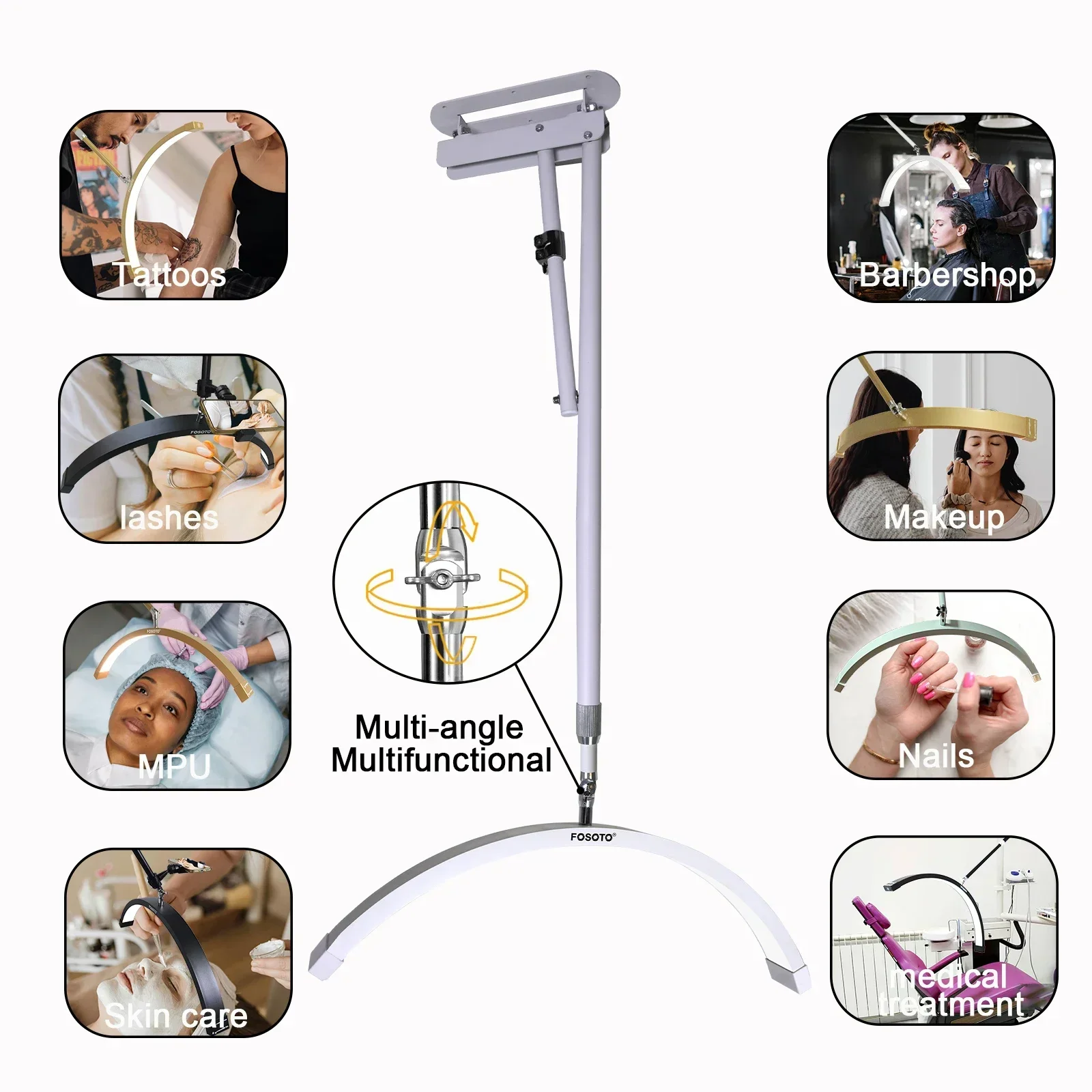 NEW FOSOTO Golden Ceiling Light For Barbershop Wall Mounted Half Moon Light Lamp For Lashes With Phone Holder Photographic Light 
NEW FOSOTO Golden Ceiling Light For Barbershop Wall Mounted Half Moon Light Lamp For Lashes With Phone Holder Photographic Light