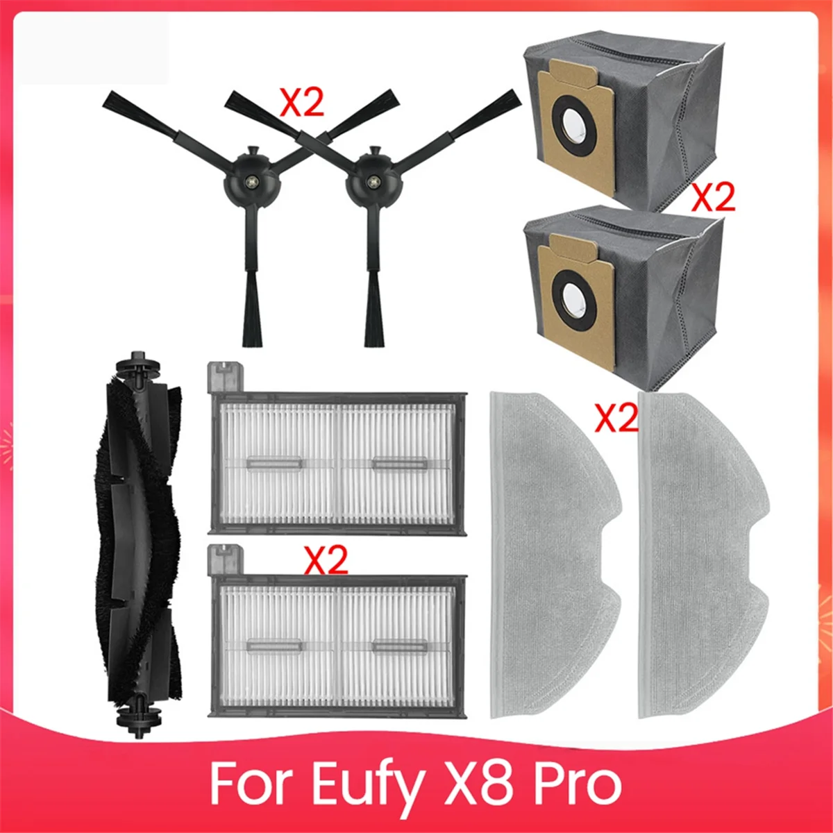 For Eufy X8 Pro Robot Side Brush Filters Mop Cloths Mop Cloth Rag Dust Bags Vacuum Cleaner Parts Replacement Accessories
For Eufy X8 Pro Robot Side Brush Filters Mop Cloths Mop Cloth Rag Dust Bags Vacuum Cleaner Parts Replacement Accessories