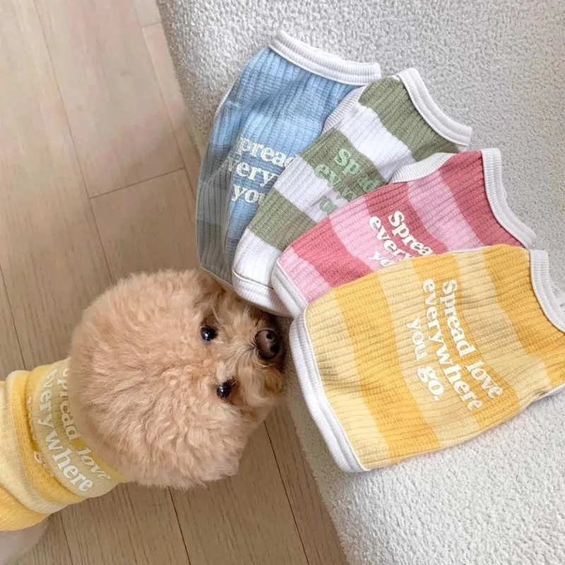 Spring and Summer Dog Clothes Breathable Teddy Vest Pomeranian Cute Striped Sling Sleeveless T-Shirt for Small and Medium Dogs
Spring and Summer Dog Clothes Breathable Teddy Vest Pomeranian Cute Striped Sling Sleeveless T-Shirt for Small and Medium Dogs