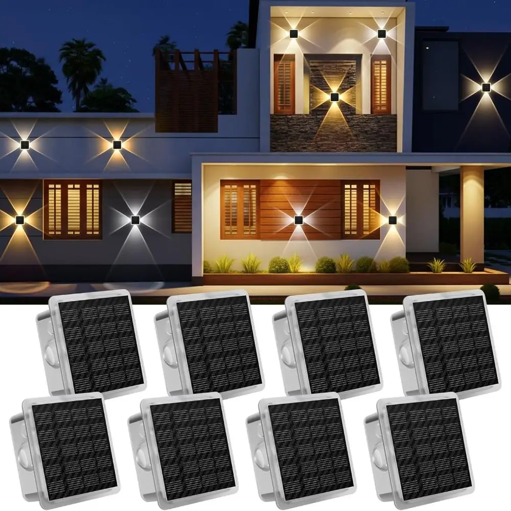 Solar Powered Solar Fence Lights Warm White/RGB IP65 Waterproof New 4-Way Lighting with 8 Modes Solar Wall Light
Solar Powered Solar Fence Lights Warm White/RGB IP65 Waterproof New 4-Way Lighting with 8 Modes Solar Wall Light