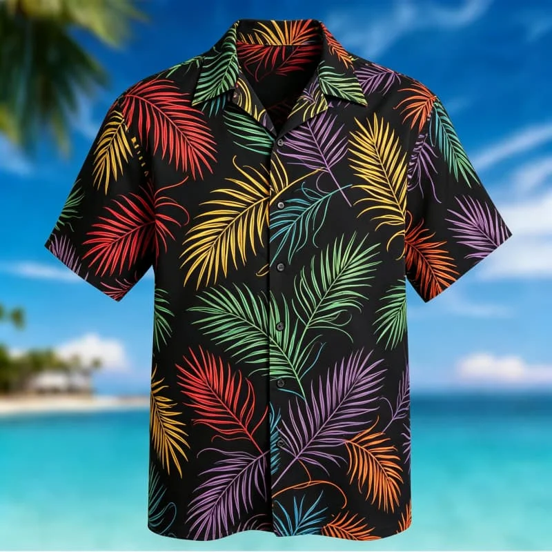 Men's neon line style Hawaiian shirt, suitable for summer travel, pool parties, casual styling, and street wear
Men's neon line style Hawaiian shirt, suitable for summer travel, pool parties, casual styling, and street wear